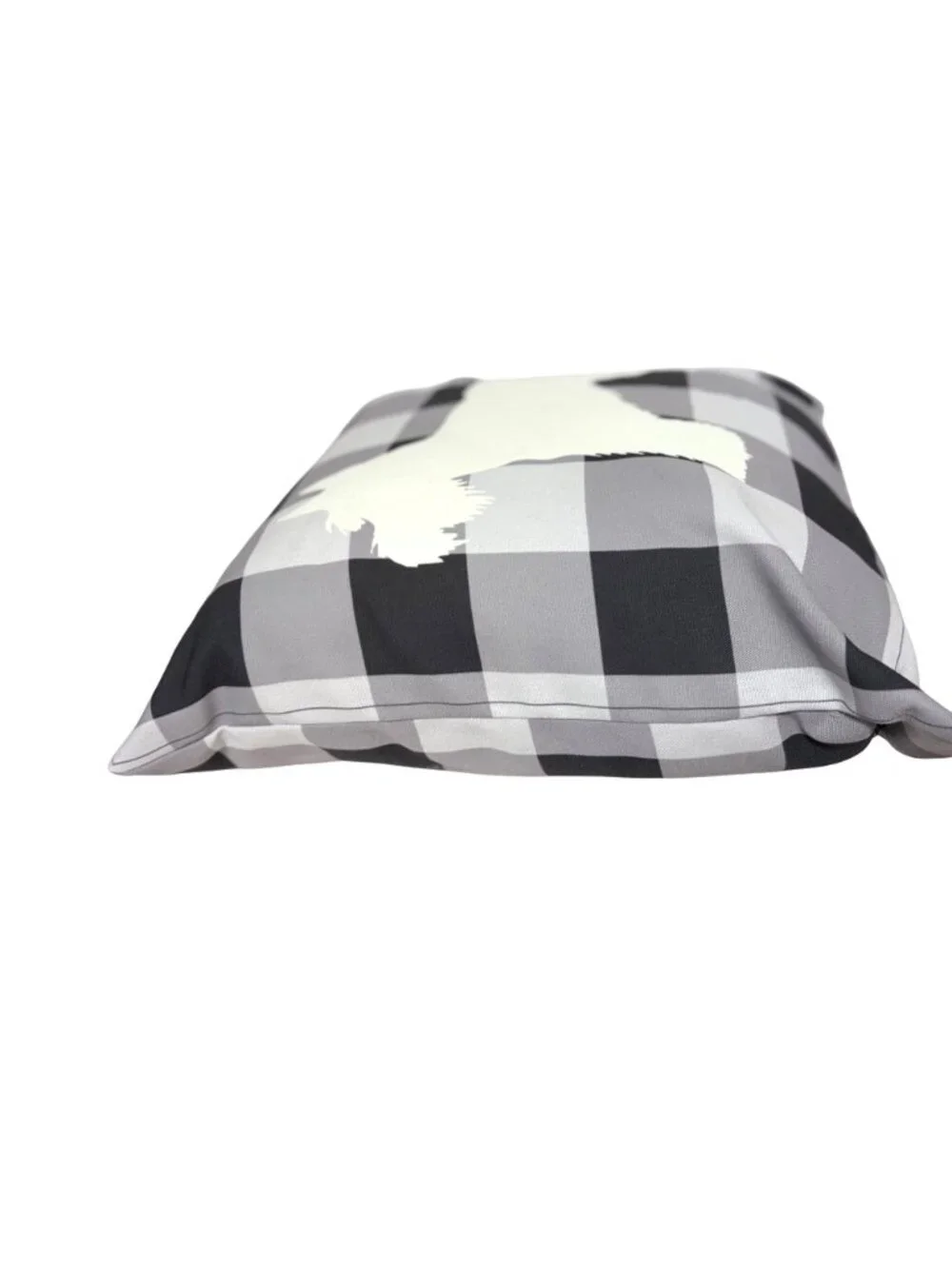 18 in throw pillow Buffalo Plaid Sillouette Schnauzer Dog Black White checkered